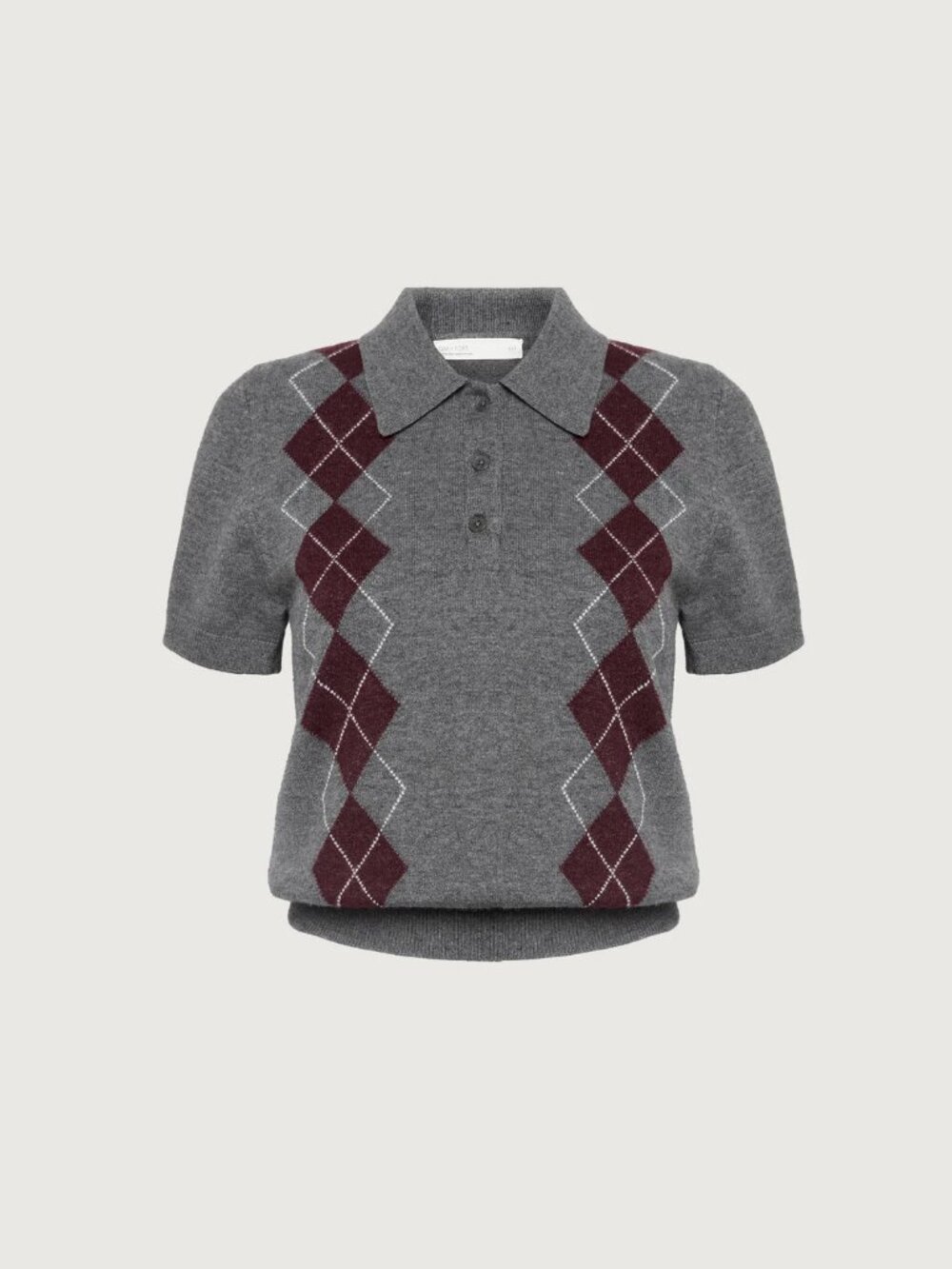 OAK + FORT: Argyle Short Sleeve Polo Sweater, Ladies Size M - Picture 5 of 10